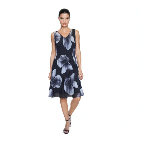 Large Flower Print Crinkle Dress - DR718